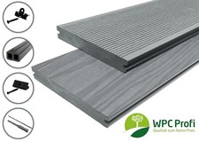 WPC Terrassendielen Komplettbausatz Massiv Volldiele Steingrau Set 20mm
