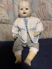 Große Alte Babypuppe Mit Schlaf-Augen, Stoffkörper, Masseextr.,-Kopf u. Stimme