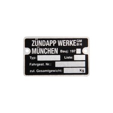Rahmenschild Typenschild "197x" alu blanko für Zündapp Moped Mofa Mokick