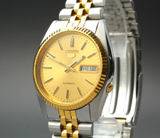 Vintage 1995 [Near Mint] Seiko 5 7009-3110 Gold Day Date Automatik Herrenuhr