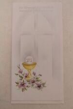 Silberne Kommunion Glückwunschkarte Grußkarte mit Umschlag Kelch Blumen NOS