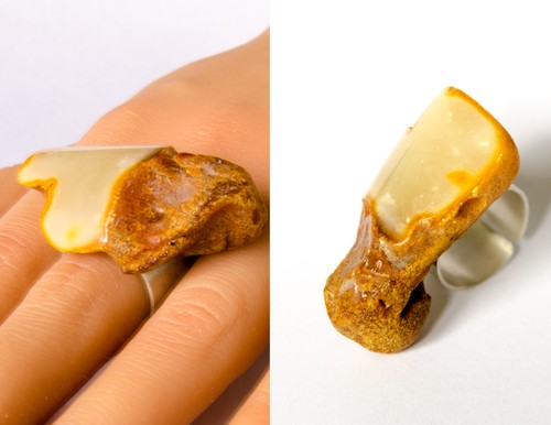 Ring bernstein gelb silber - ring,