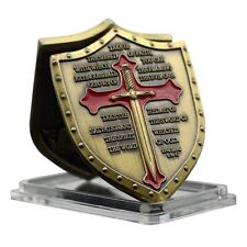 RITTER / TEMPEL / SCHWERT / SCHILD / RÜSTUNG - MEDAILLE - BRONZE - KOLORIERT