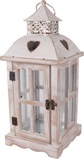 Deko Laterne Holz 38 x 17 cm weiß  Laterne