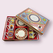 Bunte Easy Life Porzellan Espresso Tassen Sizilien 6-er Set in schöner Box NEU