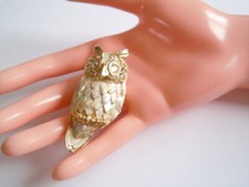 Brosche Eule Uhu Email Strass