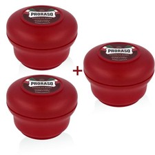 3x PRORASO Rasierseife Tiegel rot starke Barthaare 150ml Sandelholz &Kakaobutter