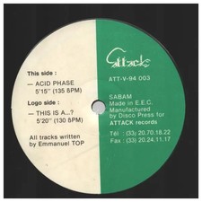 Emmanuel Top This Is A ... ? / Acid Phase WHITE TEXT Vinyl Single 12inch
