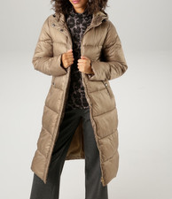 Aniston Damen Steppmantel Mantel Jacke Winter wattiert Khaki Braun Gr. 36-48
