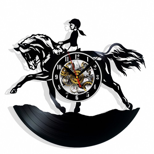 Pferd frau vinyl wanduhr - frau,