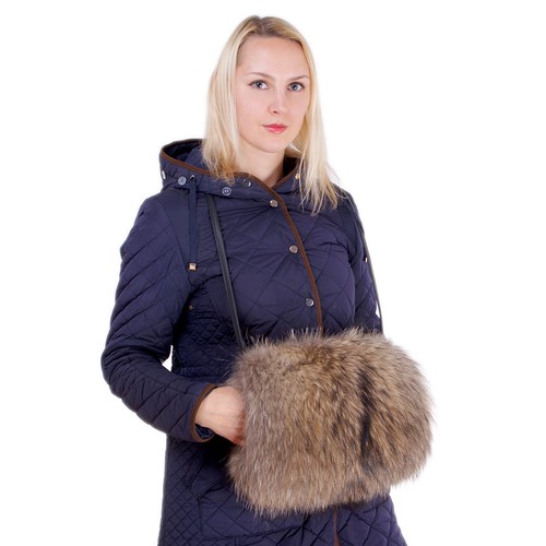 Muff tasche aus waschbärfell - aus,