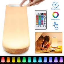 LED Nachttischlampe RGB Touch Dimmbar Atmosphäre Tischlampe Kinder Nachtlicht