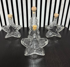 4 Leerflaschen/Glasflaschen mit Korken•Weihnachtssterne+Tannenbaum 200ml Flasche