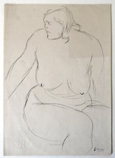 Karl Hubbuch .´´Frauenakt - Bleistiftzeichnung , Unikat ,Nachlasstempel