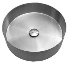 Waschbecken  40x12,5 cm rund + Stöpsel, aus Edelstahl, satiniert PVD