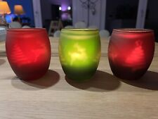 3er Set Teelichthalter Glas Kerze Teelicht Windlicht Weihnachten Nostalgie