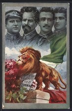 Künstler-AK italienische Irredentisten Sauro, Battisti, Filzi, Rismondo 