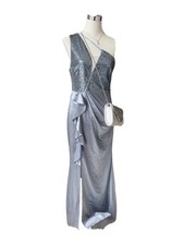 Abendkleid Hochzeit Elegantes Kleid M mit Pailletten Langes Kleid Asymmetrisch