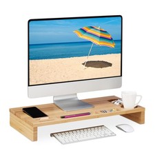 Bambus Monitorhalterung Bildschirmerhöhung Schreibtisch 7 Fächer unter PC...