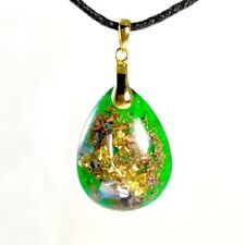 Orpanit® Orgonit 4. Chakra grün Tropfen Anhänger Erzengel Raphael 925er vergolde