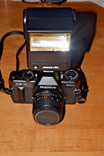 Kamera Mamiya ZE-X+Objektiv MAMIYA-SEKOR E 1:3.5 f=28mm+REVUE Blitz c30s(lesen)