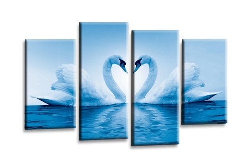 Herz schwäne wandbild - herz,