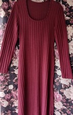 Strick-Kleid, Wollkleid, Gr. 40-42, XL, Rippenstrick, weinrot
