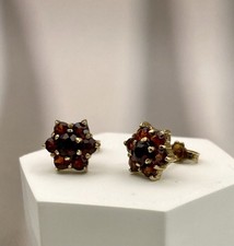 8 Karat 333 Gold Granatschmuck Ohrringe Ohrstecker Granat Steine Blume Schmuck 