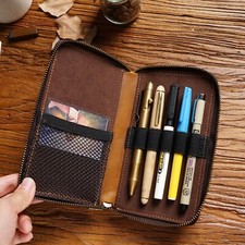 Federmappe Echt Leder Vintage Federmäppchen Federtasche Etui Stiftebox 2 Farben