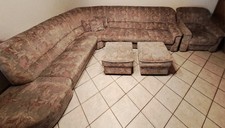 Eck-Couch inkl. 2x Hocker und 1x Sessel beige grau