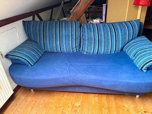 Retro schlafsofa stoff blau - schlafsofa,
