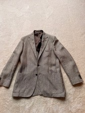 Boggi Milano Sakko, Jacket in Gr. 50, 100% Leinen, grau/braun
