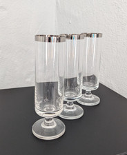 3 Sektgläser mit silberfarbenem Rand * Sekt  Glas * aus Omas Schrank
