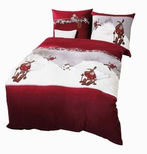 JACK by Kaeppel Fein Biber Bettwäsche 2 tlg. 135x200cm Winter Ski Elch Rot Weiß