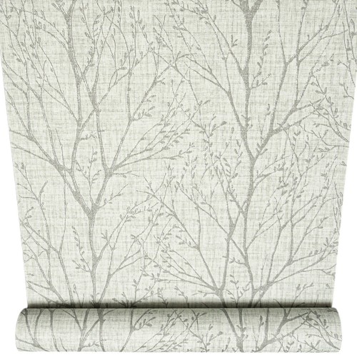 Grün silber baum tapete - silber,