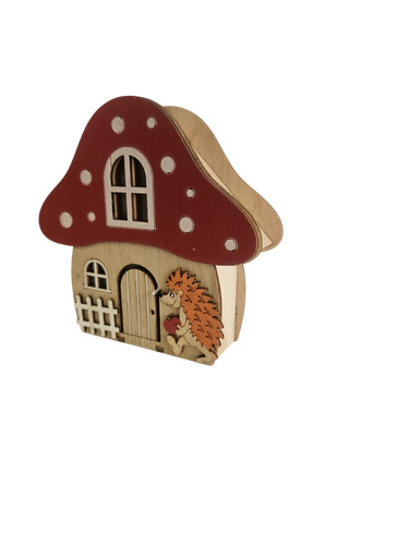 Led pilzhaus holz - , rot