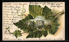 Passepartout-Lithographie St. Goar, Hotel Schneider / Feucht Eck mit Anlagen im 