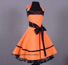 Rockabilly 50er Jahre Stil Mädchen Petticoat Kleid Gr 104-128 Orange/schwarz