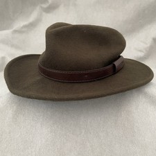 Solognac Showerproof Olive 100% Wollfilz Fedora Trilby Hut Lederband