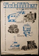 Original Schlüter Dieselmotoren Prospekt Flyer 50er Jahre Typ ASM SDL SDL/S