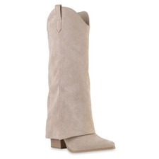 Damen Leicht Gefüttert Cowboystiefel Stiefel Holzoptikabsatz Schuh 841893 Mode