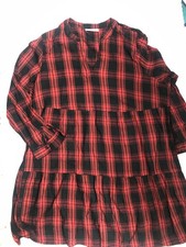 Tunika Kleid 48 Kariert Rot- Schwarz Lockersitzend A-Schnitt