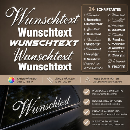 Wunschtext aufkleber 10cm - 10cm,