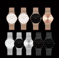 Hannah Martin Damenuhr 36mm | Edelstahl Mesh Quarz Uhr elegant minimalistisch