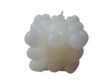 Bubble Herz Kerze Weiß 6 x 6