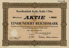 Porzellanfabrik Kahla 1935 Schwandorf Schönwald Selb 100 RM Hutschenreuther AG