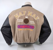 Naf Naf Jacke Colle-/Baseball Gr. T1 ( L) Wolle Leder Mix vintage 80`s / 90`s