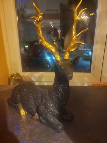 Dekofigur hirsch schwarz gold - hirsch, schwarz/