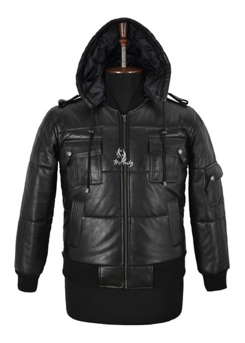 Herren puffer lederjacke - herren, mit