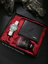 Herren Set: Uhr (silber/grün)